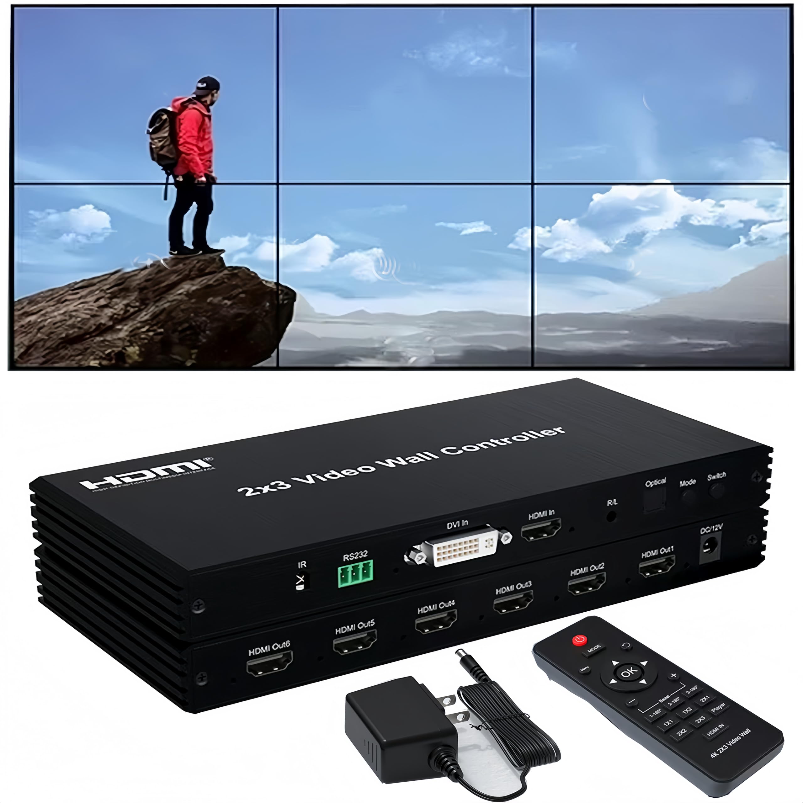 Video Wall Controller 2x3 1080P HDMI Video Wall Controller 2x2 2×1 1x2 3x2 1×6 6
