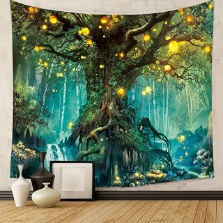 Enchanted Forest Tapestry Dreamy Tree Wall Hanging Mystical Nature Decor for Bedroom Living Room Magical Scenic Wall Art