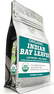 Spice Profile Organic Indian Bay Leaves | 4 oz | Lab Tested | Indian Tejpatta | Warm, Slightly Sweet, Cinnamon-like Flavor | Perfect for Slow-Cooked Dishes Like Soups, Curries, Broths