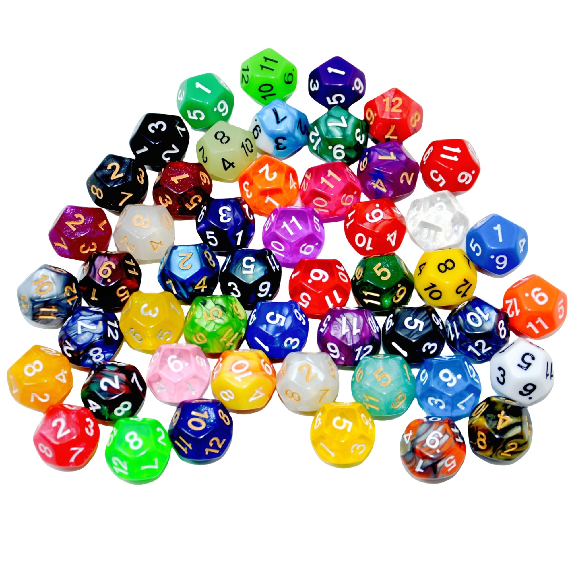 SmartDealsPro 50-Pack D12 12 Sided Dice Polyhedral Dice with Pouch for DND RPG M
