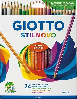 Giotto Stilnovo Pencil Case of 24 Coloured Pastel Pencils 3.3 mm, Multicoloured, ‎24 Units (Pack of 1)