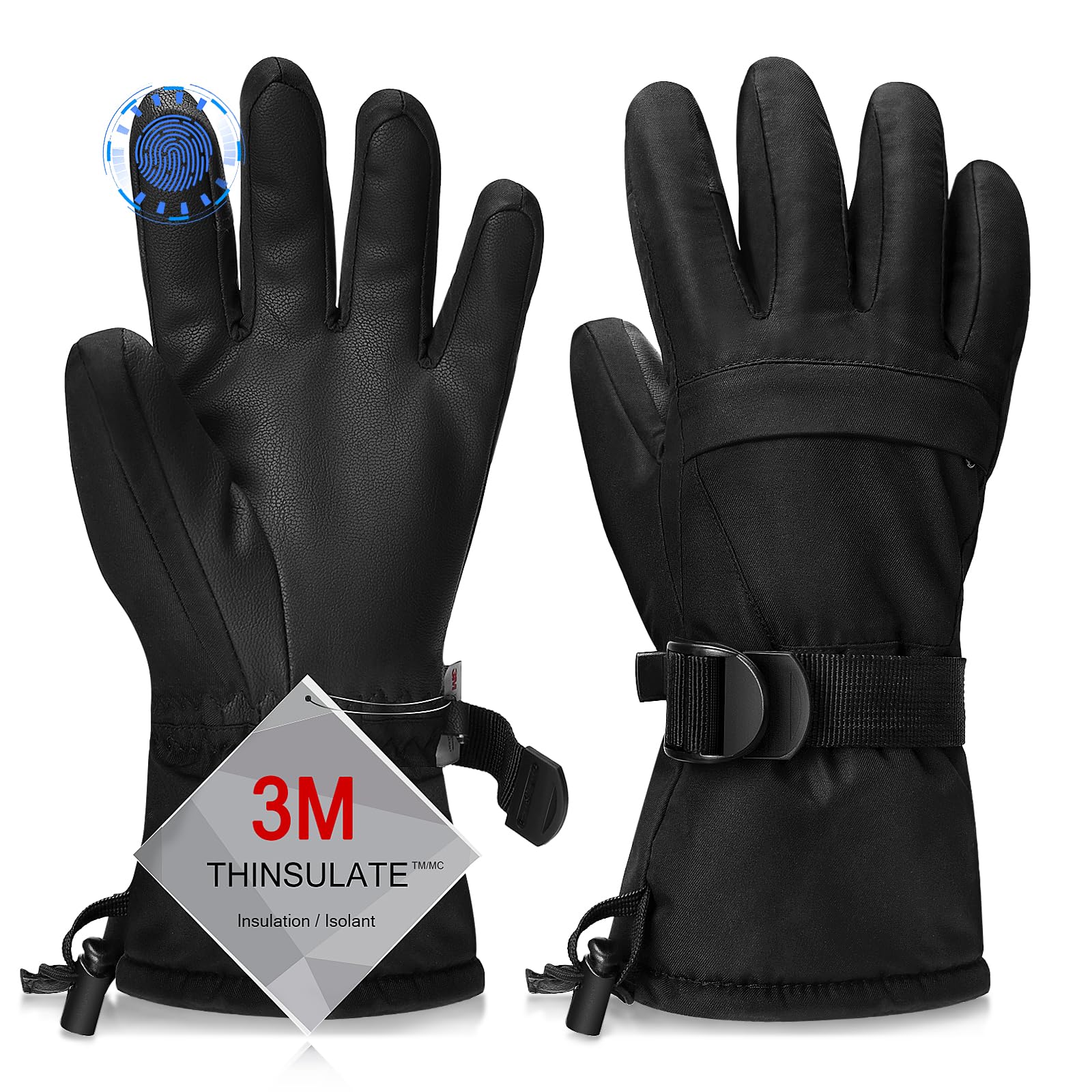 Ski Gloves,Snow Gloves Waterproof Winter Warm Cold Weather Touchscreen Gloves fo