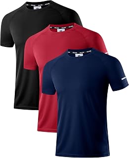 Holure Men's Sports T-Shirts, Breathable, Quick-Drying, Short-Sleeved, Functional, for Running, Summer Fitness, Training, Hiking, Working out, Bodybuilding, Pack of 3 or 5