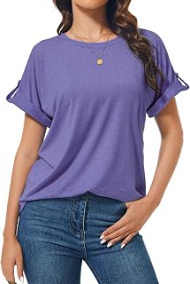 Top estivo da donna a maniche corte girocollo camicie casual vestibilità ampia 2025 camicette alla moda maglietta di base