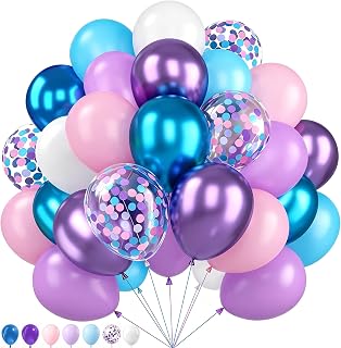 Blue Purple Pink Balloons 50 Packs, Latex Helium Kpop Birthday Balloons