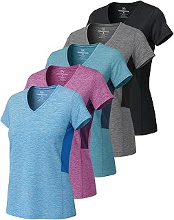 Real Essentials Ladies Dry Fit V Neck T-Shirt Women (Pack of 5)