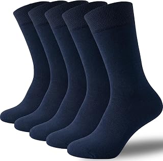 VoJoPi Mens Cotton Socks 5/10 Pairs, Breathable Crew Dress Socks
