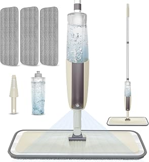Spray Wet Mops for Floor Cleaning: Hardwood Floor Mop Refillable Reusable | 3 Washable Pads for Swiffer PowerMop, Commercial Dust Mop Lightweight, for Wood Vinyl Laminate Ceramic Tiles Multi-surface
