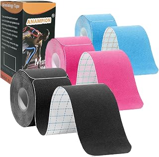 Kinesiology Tape Precut (3 Rolls,60 Precut Strips) Waterproof Sports & Athletic tape for Athletes - Physio Elastic Sports Tape Pain Relief Adhesive for Muscles Shin Splints Ankle Neck Knee & Shoulder 5m (Mixed color)