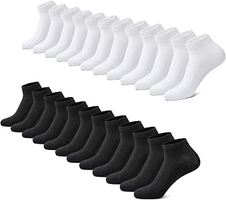 FALARY Men's Socks 12 Pairs Low Socks Women Short Ankle Socks Sport Cotton