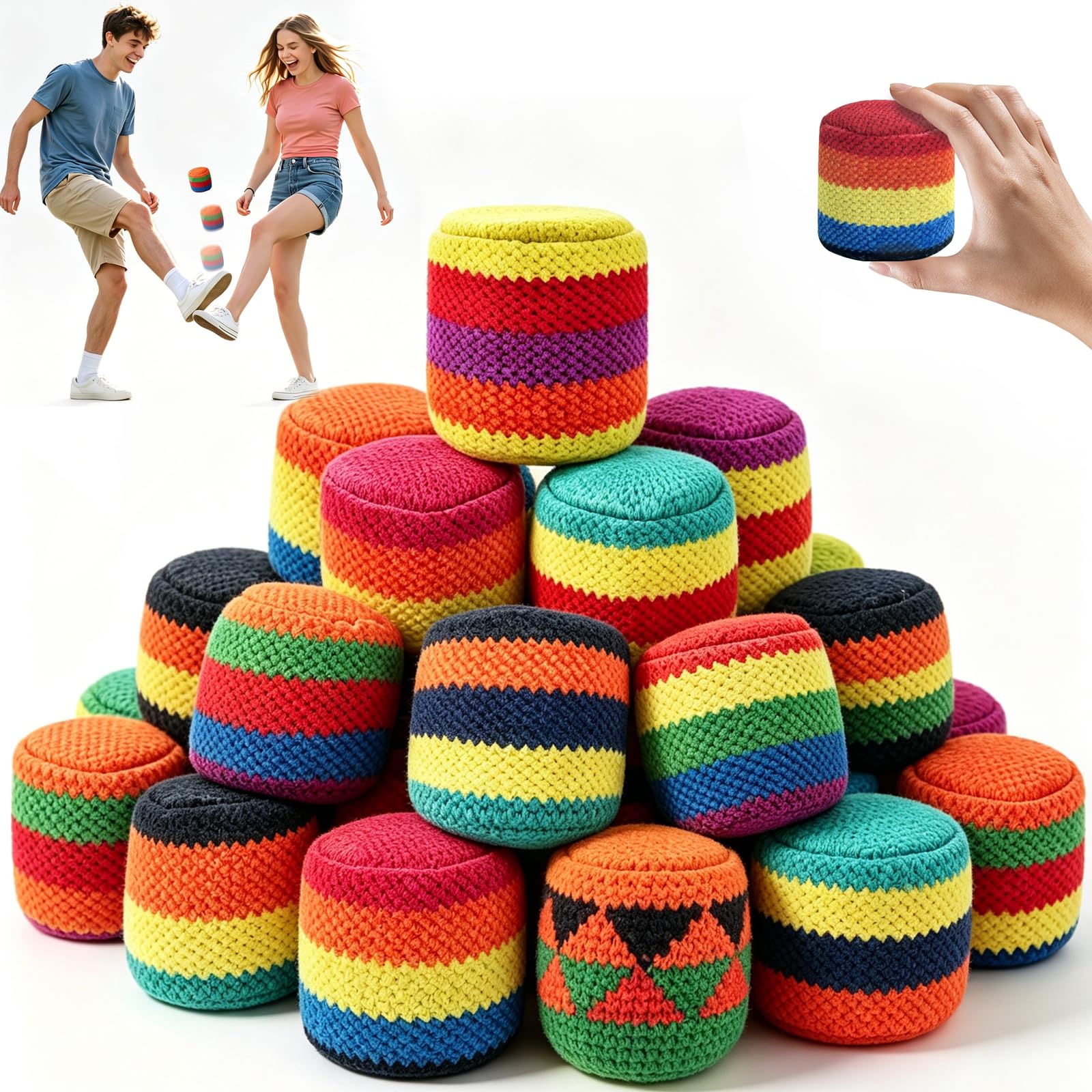 Hacky Footbags, Handmade Knitted-Look Kick Ball, Durable Kick Sack, Ready-to-Use