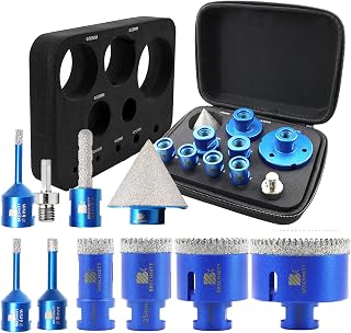 Diamond Tile Drill Bit Set 6/6/8/25/35/50/68 mm - BRSCHNITT M14 Diamond Drill Hole Saw for Tiles Porcelain Ceramic Marble Granite Drills for Angle Grinders