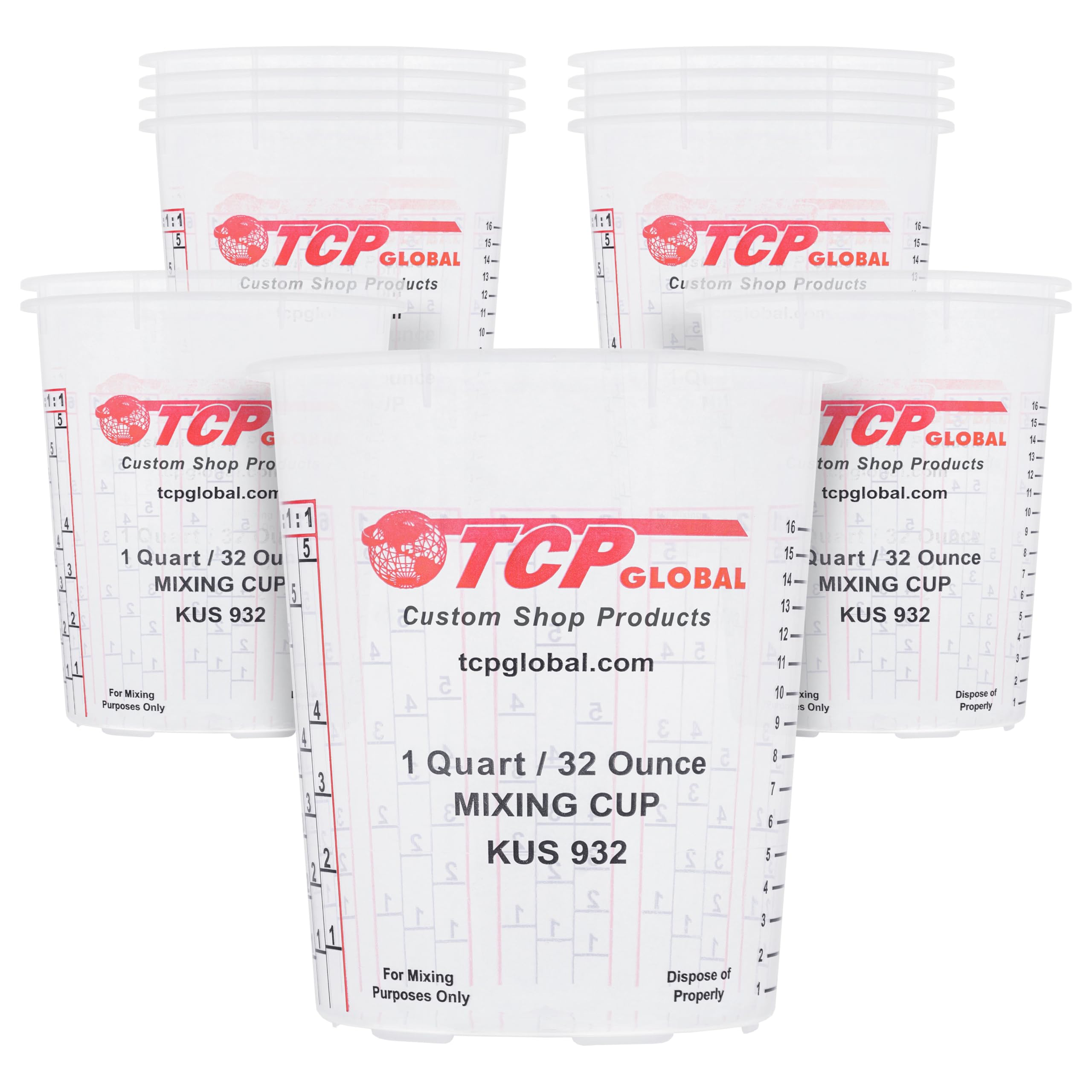 Custom Shop Paint Mixing Cups, 32-Ounce, 12 Pack, Plastic Measuring Cups | For L