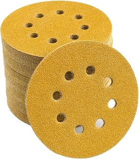 Aiyard 5-Inch 8-Hole Hook and Loop Sanding Discs 80-Grit, 100-Pack | Random Orbital Sandpaper for Automotive and Woodworking