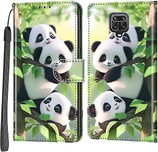 Cover for Xiaomi Redmi Note 9S / Note 9 Pro/Note 9 Pro Max, Inner TPU Shockproof Wallet Case with Drawings [Card Slots] [Stand Holder] PU Leather Book Cover (Panda)