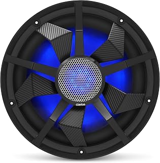 Clarion CM3013WL 12-inch Marine Subwoofer 300W RMS Power handling Dual 2 ohm Voice coils Built-in RGB Illumination Includes Black & Silver Grilles Water Resistant: IP55 Front