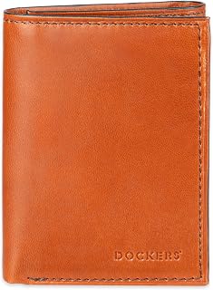 Dockers Men's Extra Capacity Slim Profile Trifold Wallet with Multiple Card Slots and ID Window