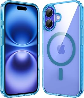 Supdeal Magnetic Clear Case for iPhone 16, 6.1", Blue