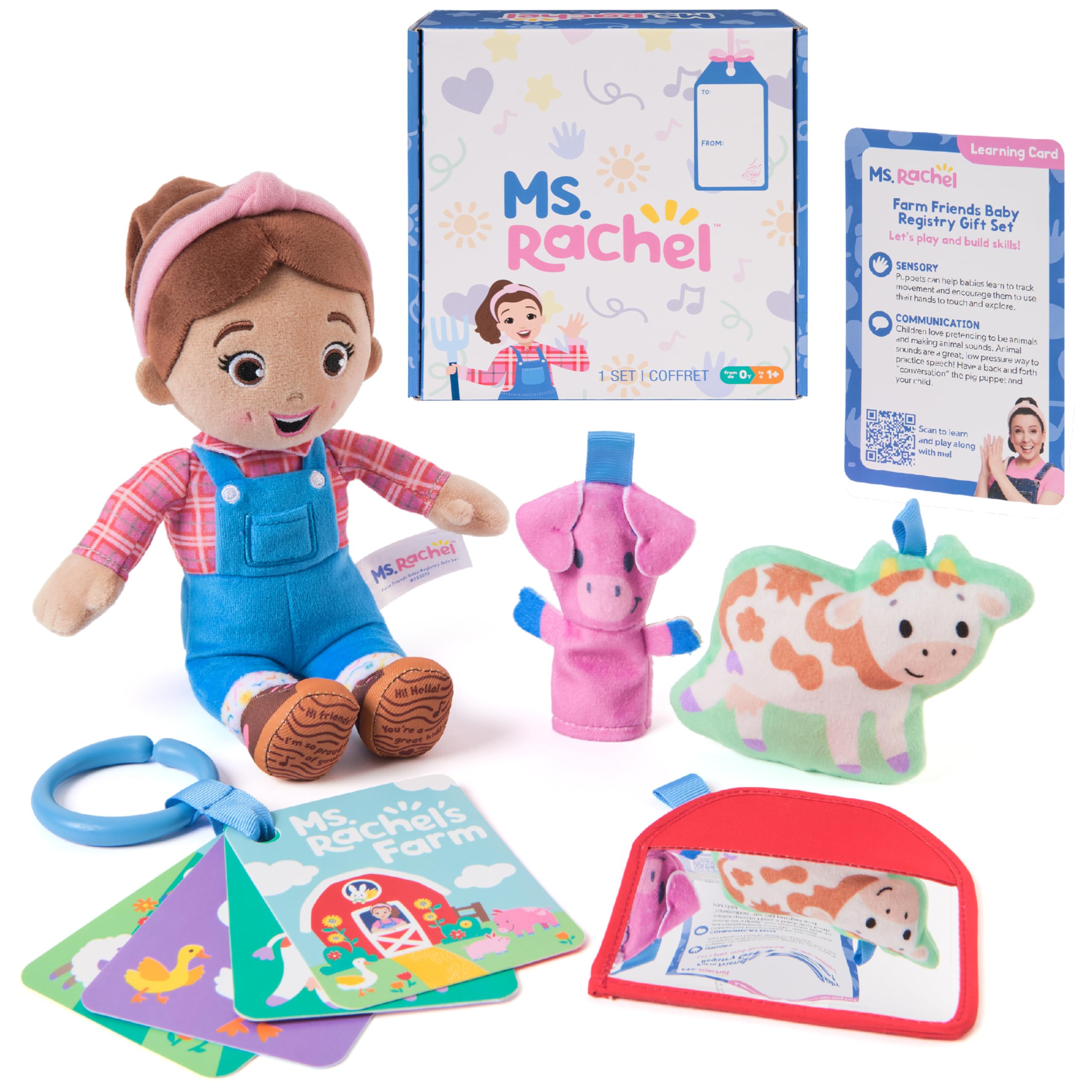 Ms. Rachel Farm Friends Baby Registry Gift Set, Plush, Puppet, Animal Cards | So