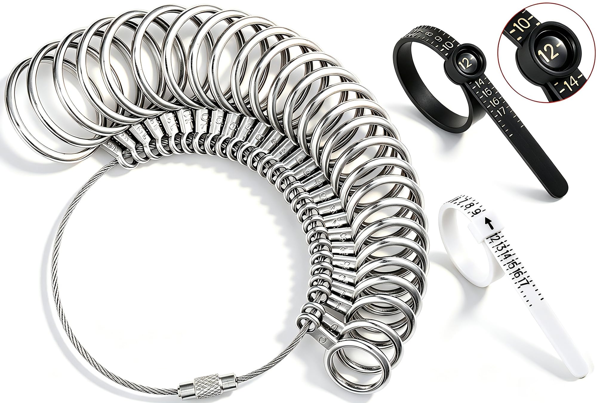 Bflaae Ring Sizer Measuring Tool Kit, 27 PCS Stainless Steel Measuring Ring Tool