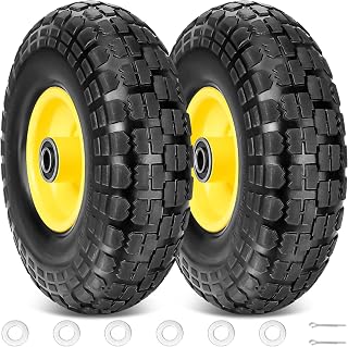 TICONN 10" Solid Tires, 4.10/3.50-4 Tire and Wheel Flat Free, 5/8" Bearings