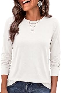 PRETTYGARDEN Magliette a maniche lunghe Camicie per abbigliamento da donna Moda autunno 2026 T-shirt in cotone di base Camicette casual Top invernali