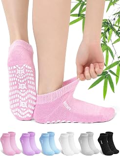 Diabetic Socks for Men Women: Soft Top Bamboo Ankle Socks Breathable With Gripper Cushioned Sole - Seamless Toe Extra Wide Non Slip for Swollen Feet Elderly Daily Wear