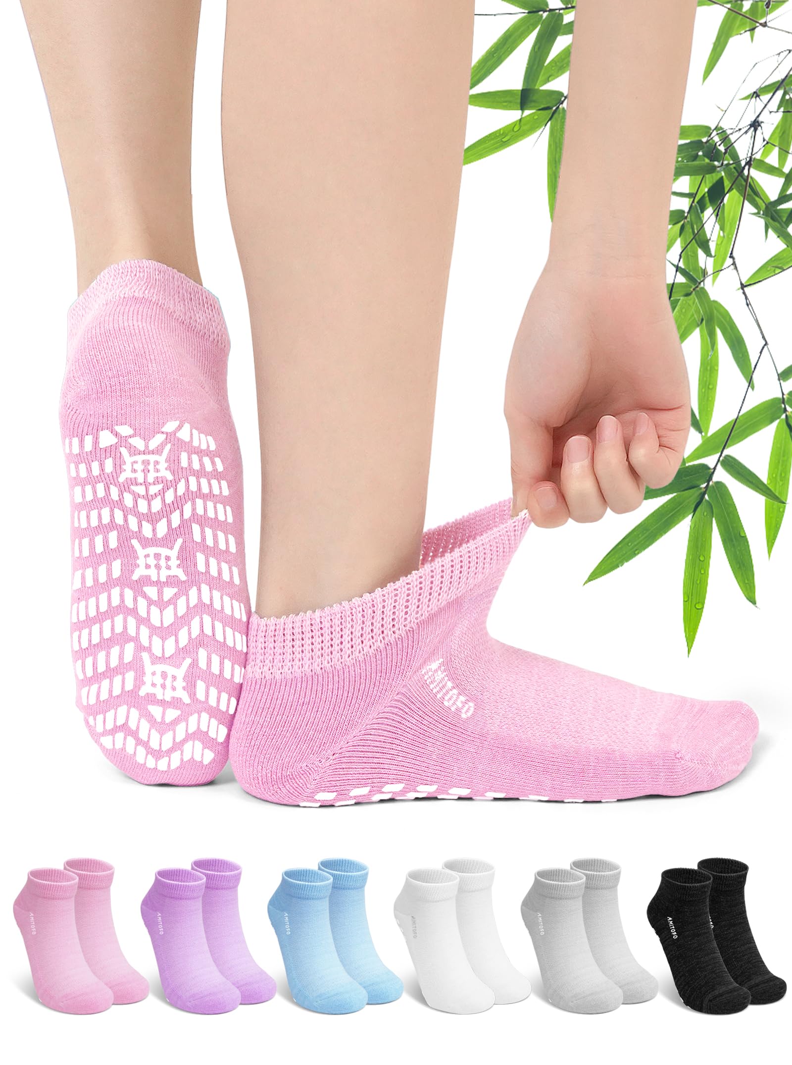 Diabetic Socks for Men Women: Soft Top Bamboo Ankle Socks Breathable With Grippe