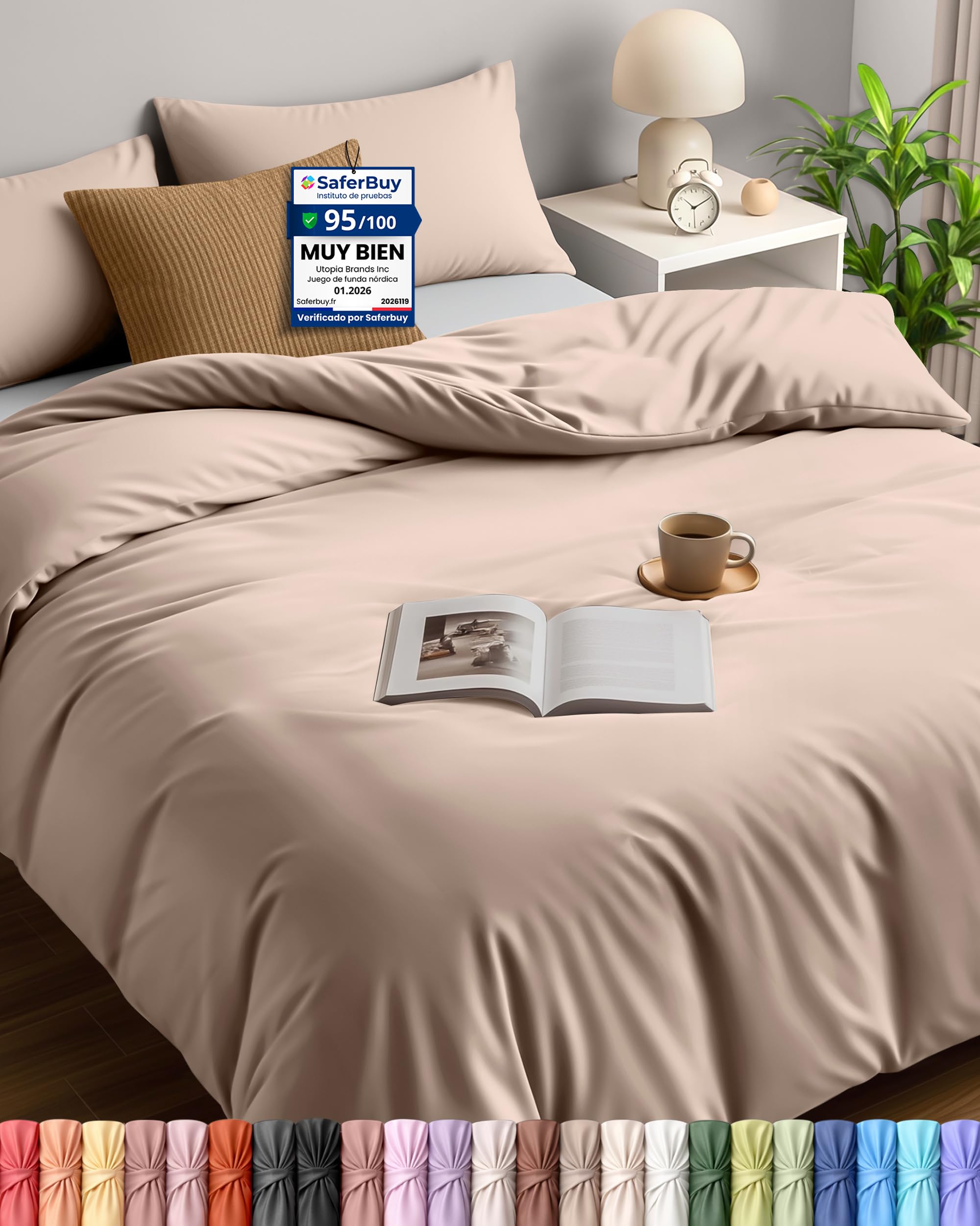 Utopia Bedding Duvet Cover for 150 Bed 230 x 220, Beige | Duvet Cover 230 x 220 