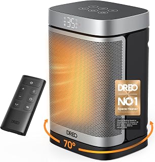 Dreo Electric Space Heater, 70° Oscillating Portable Heaters for Home, 1500W PTC Ceramic Heater with Thermostat, Remote Control, 3-Mode 3-Speed, 1-12H Timer, Overheat & Tip-Over Protection, ECO-Mode