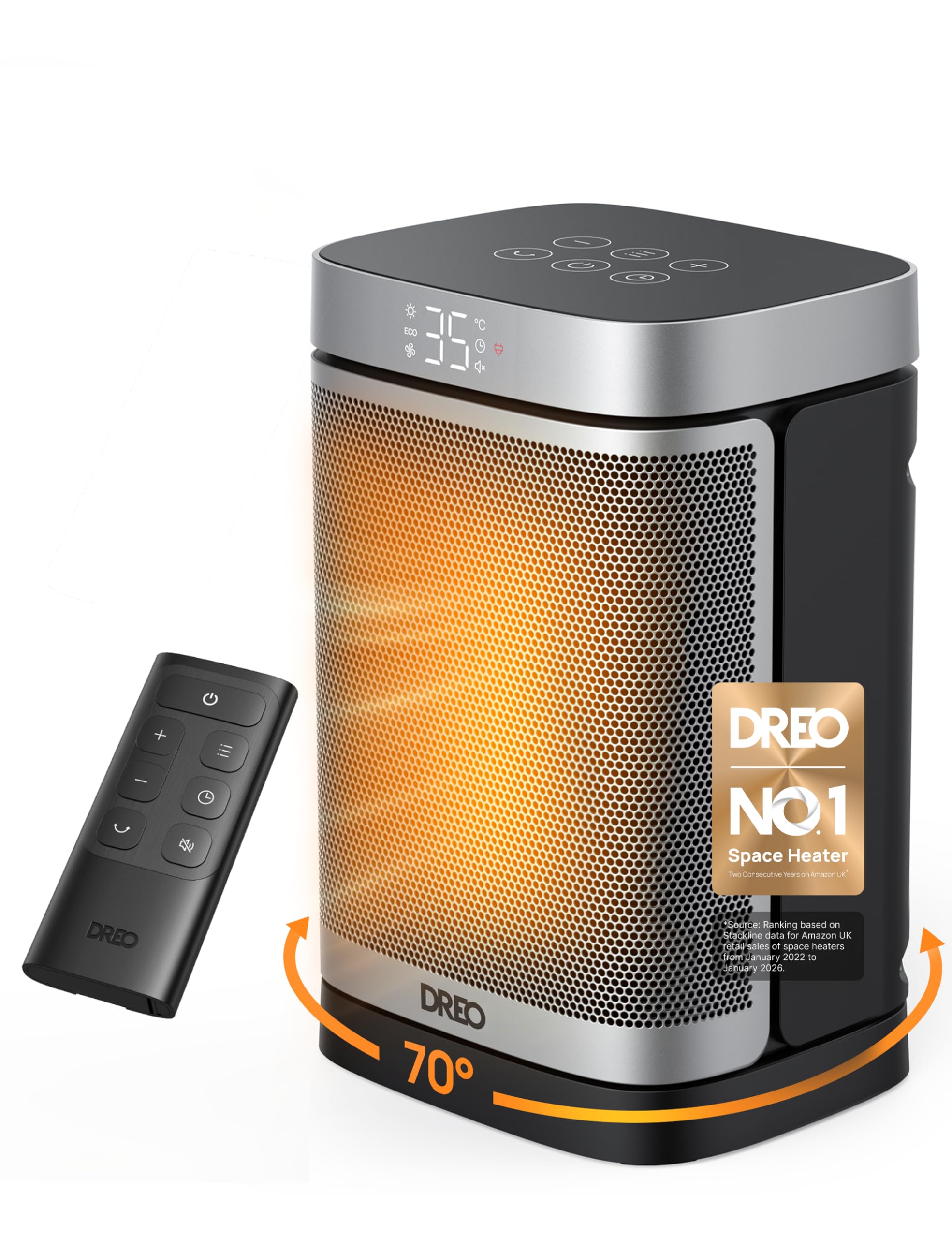 Dreo Electric Space Heater, 70° Oscillating Portable Heaters for Home, 1500W PTC