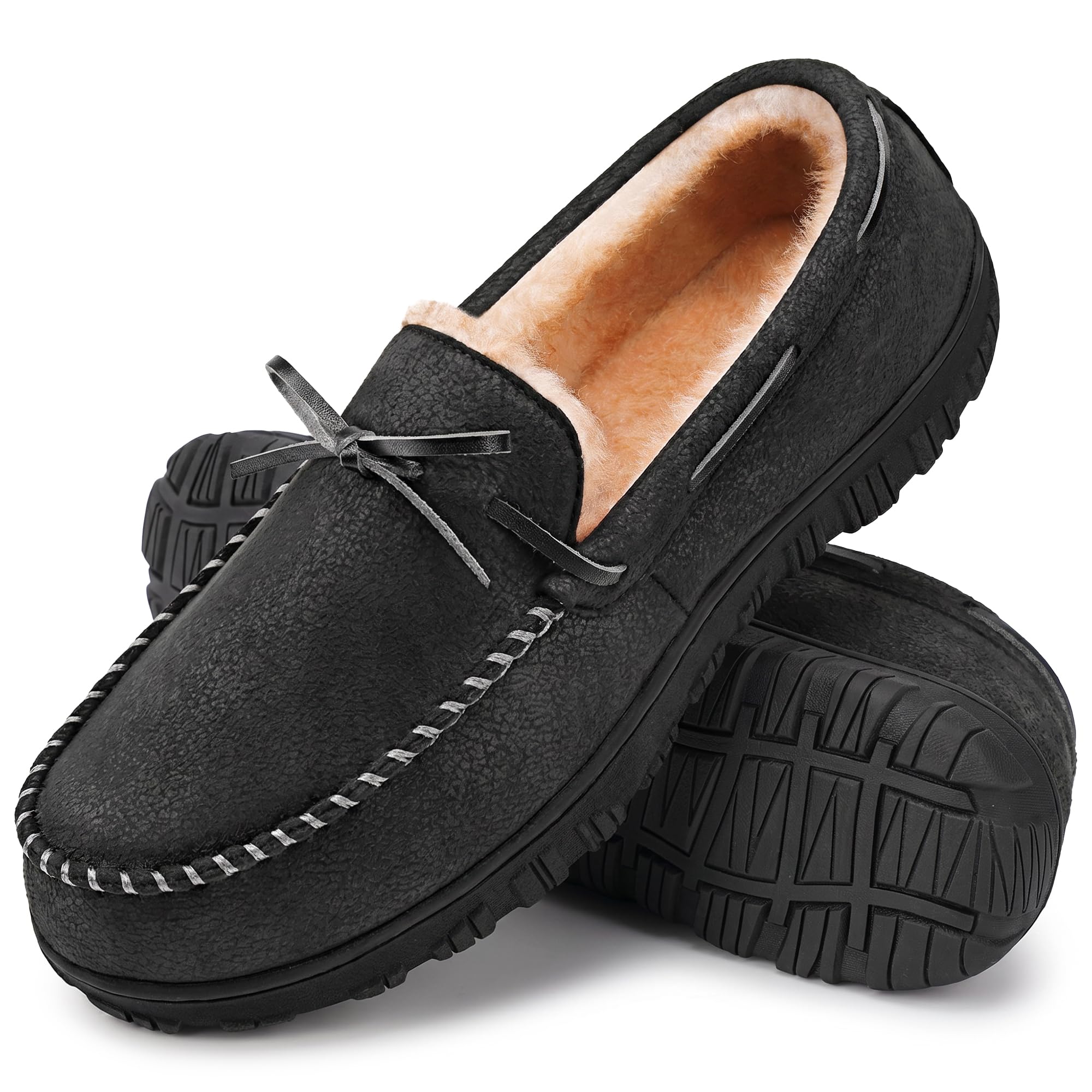 MIXIN Mens Moccasins Slippers Memory Foam House Shoes