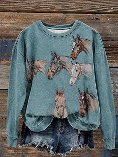 Women Sweatshirt Casual Crew Neck Long Sleeve Shirt Western Skeleton Print Pullover Tops 2026 Autumn Fashion Clothes