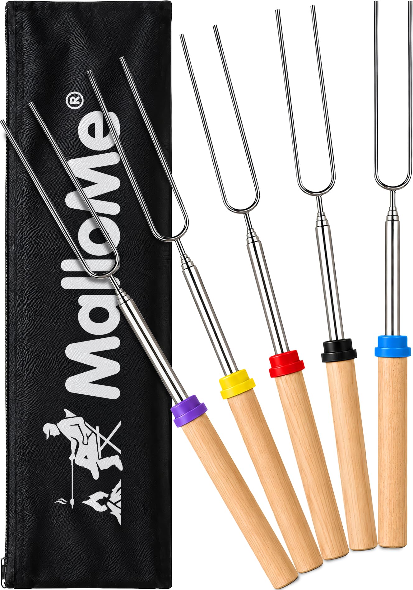 MalloMe Smores Sticks for Fire Pit Long - Marshmallow Roasting Sticks Smores Kit