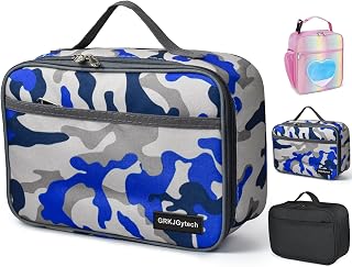 Insulated Lunch Bag for Men Kids, Portable Leakproof Food Drink Camo Cooler Bag for Boys Girls Pack Lunch Box for Work School Picnic Camping(Camo Blue)