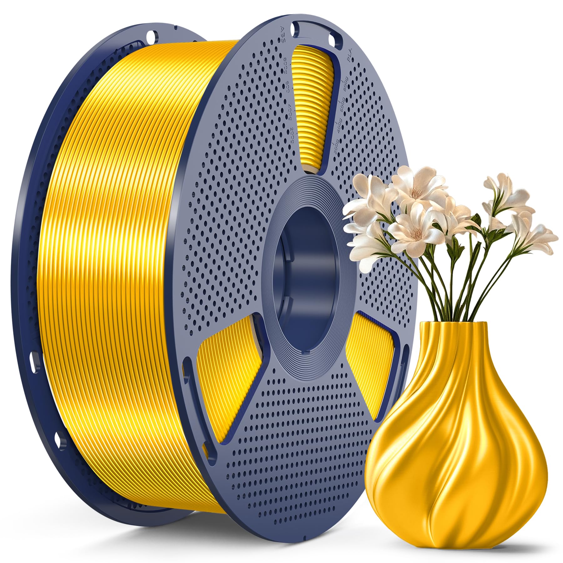 SUNLU Silk PLA+ Filament, Shiny Metallic Silk 3D Filament 1.75mm | High Strength
