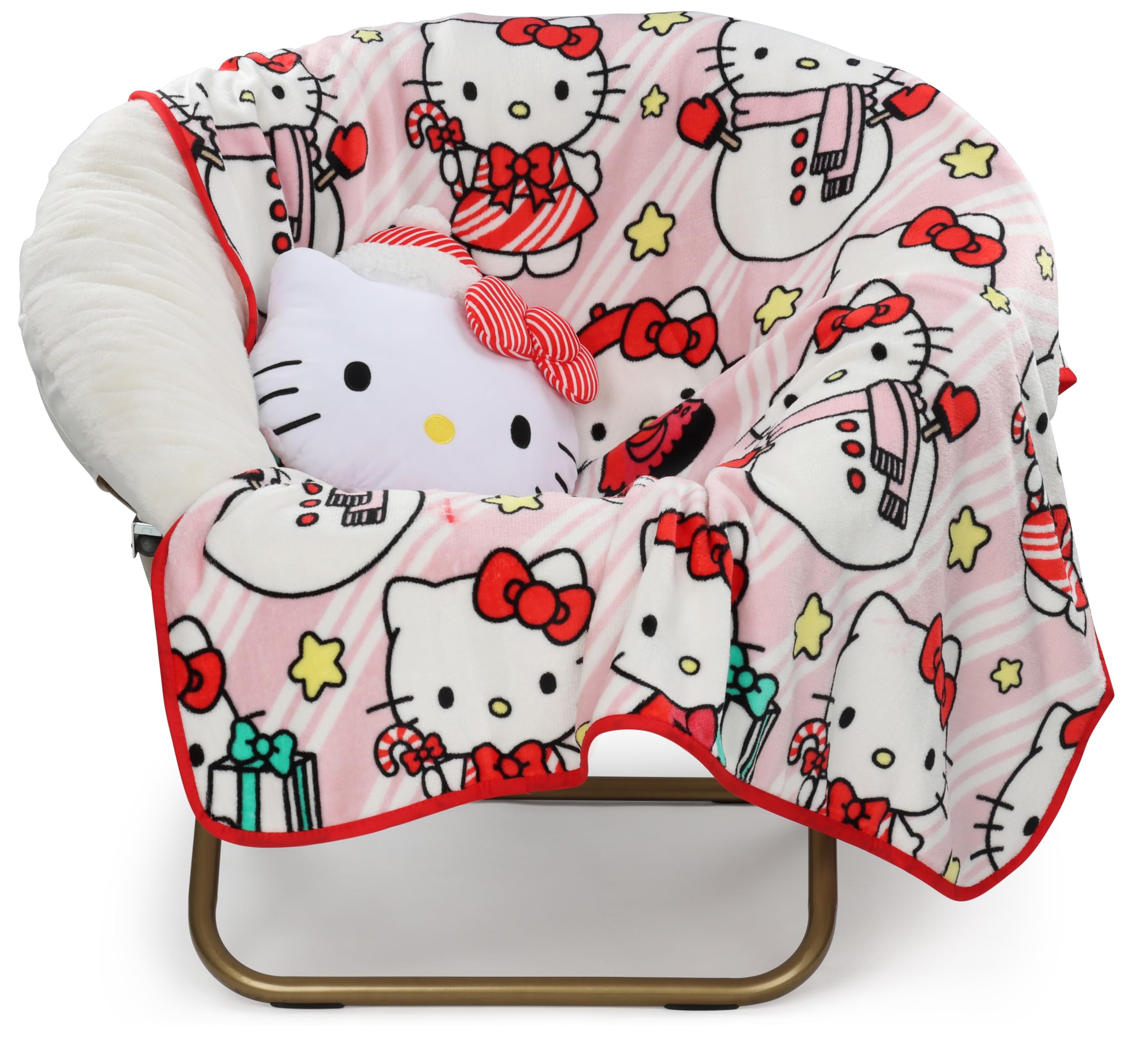 Jay Franco Hello Kitty Christmas Nogginz Set – 12" Nogginz Pillow & 45" x 55" Co