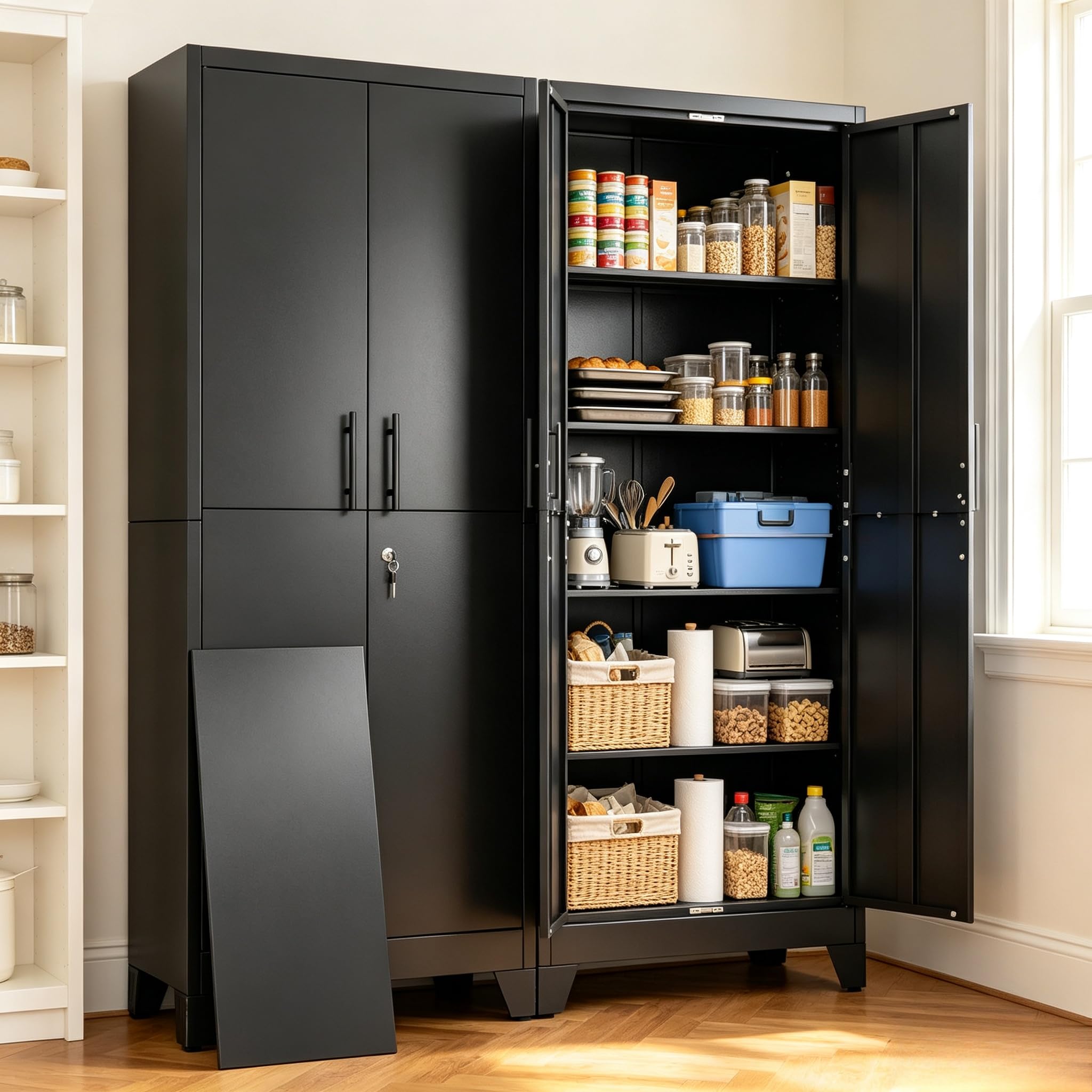 Metal Garage Storage Cabinets, 71" H Lockable Storage Cabinet with 2 Doors | Met