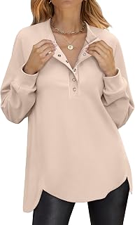 ANRABESS Sweatshirt for Women Oversized Henley Tunic Tops