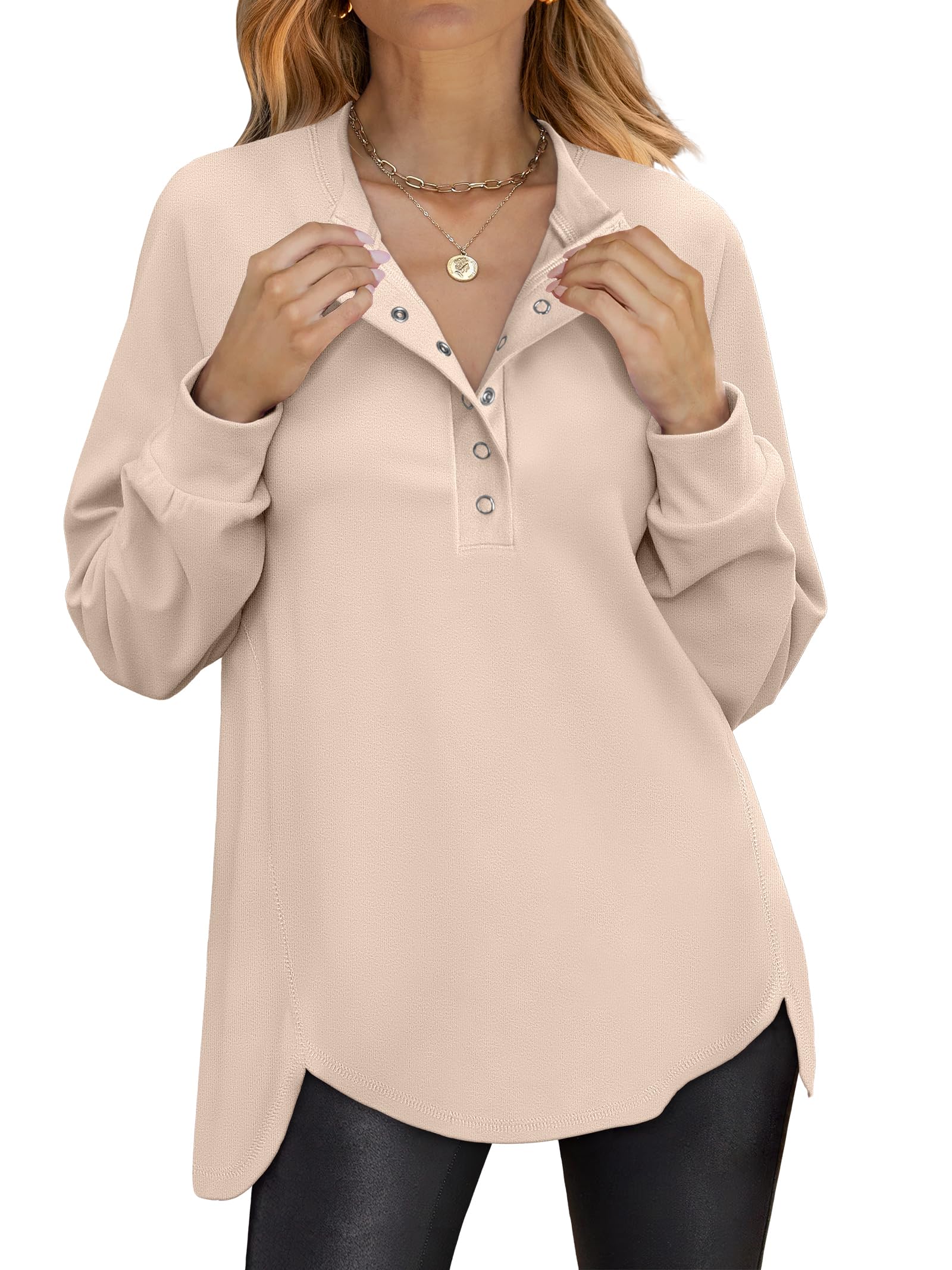 ANRABESS Sweatshirt for Women Oversized Henley Tunic Tops