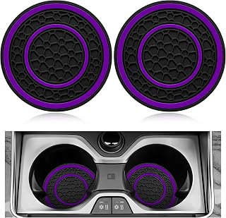 2 PCS Car Cup Holder Coaster, 2.71 Inch Non-Slip Auto Cup Coasters Anti Dust Mats, Universal Waterproof PVC Drink Holder Insert Coaster Insulated Pads for Most Vehicles (Purple)