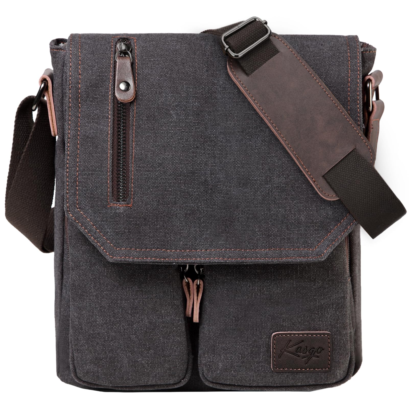Kasqo Small Messenger Bag for Men, Vintage Canvas Crossbody Shoulder Bags for Wo