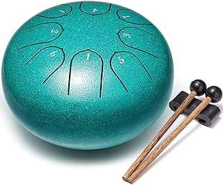 Steel Tongue Drum 6 Inch 8 Notes Musical Instrument, Rain Drum Style Gift | Adults & Beginners Percussion for Music Education, Calming, Relaxation, Meditation (Malachite)