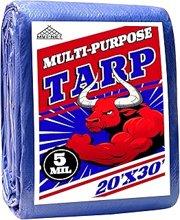 MVPNET 20x30Ft 5mil Waterproof Tarp, UV Resistant Blue Multipurpose Tarps