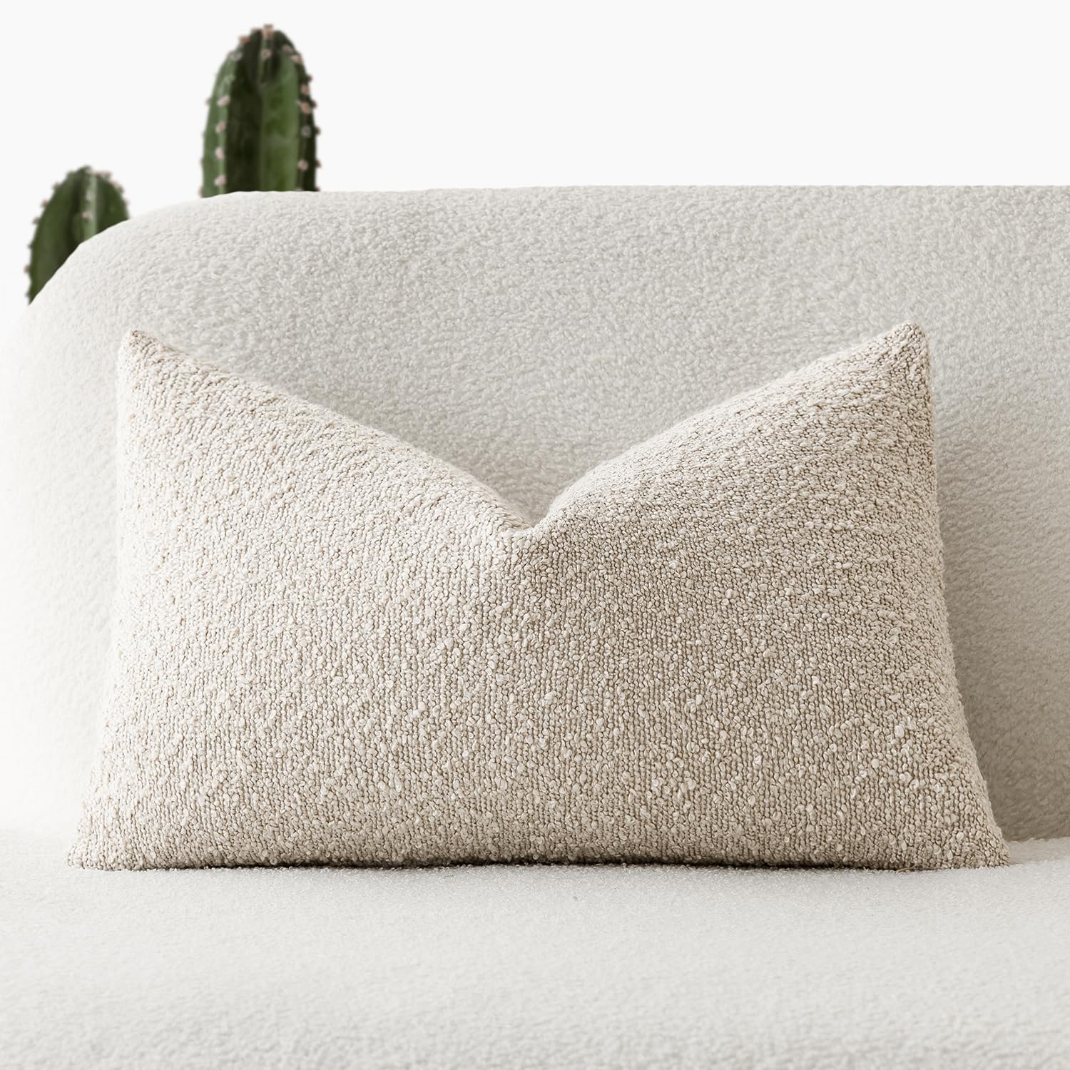 Foindtower Lumbar Cushion Covers Solid Loop Textured Pillow Covers Comfortable S