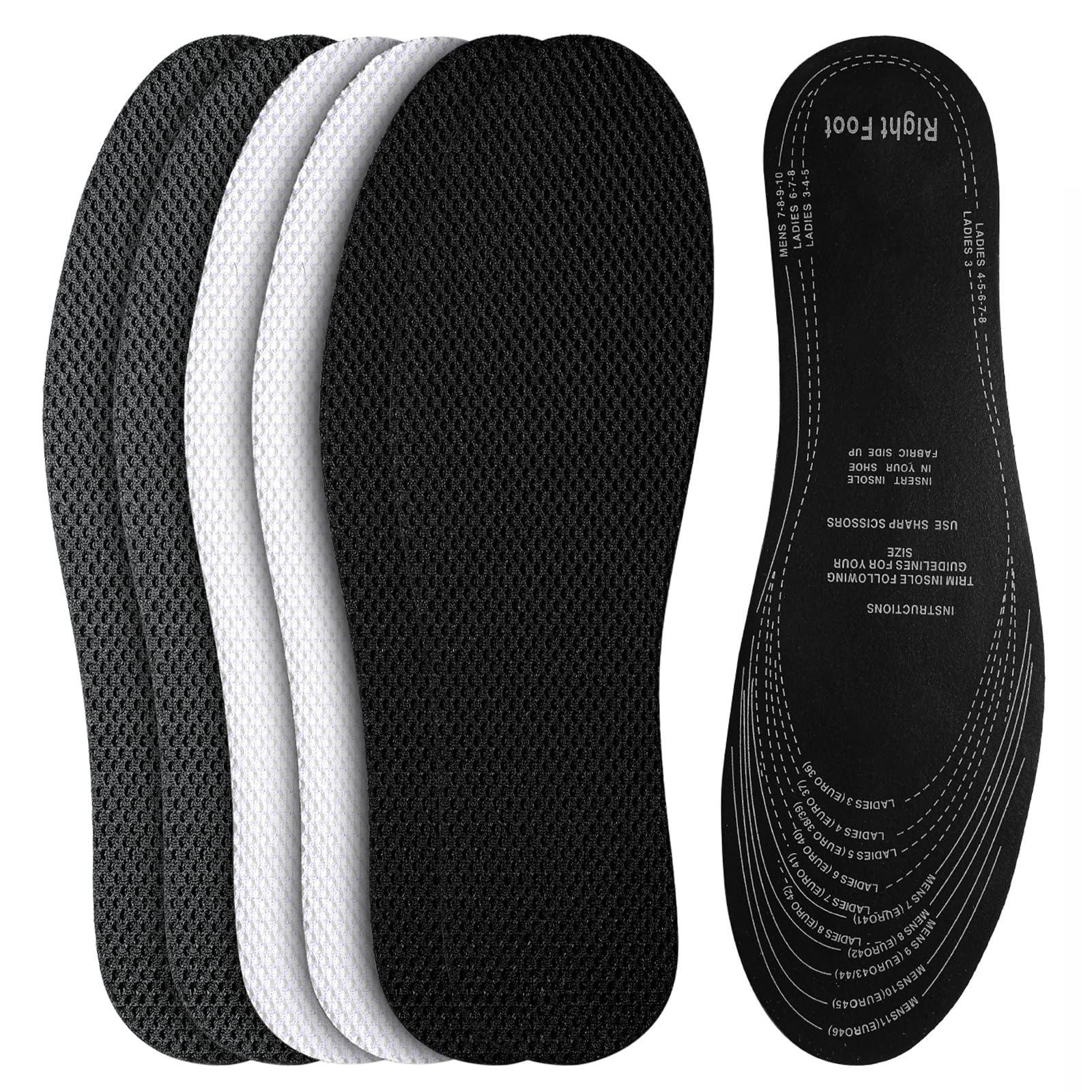 3 Pairs Anti Odour Soft and Lightweight Latex Foam Insoles (UK3-11,30cm) | Breat