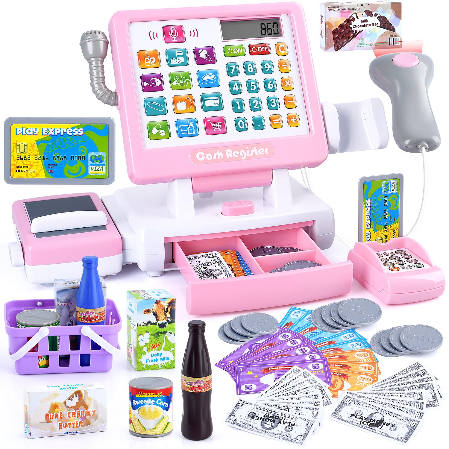 PLAY Kids Cash Register Toy - Pretend Play Calculator Register Toys with Microph