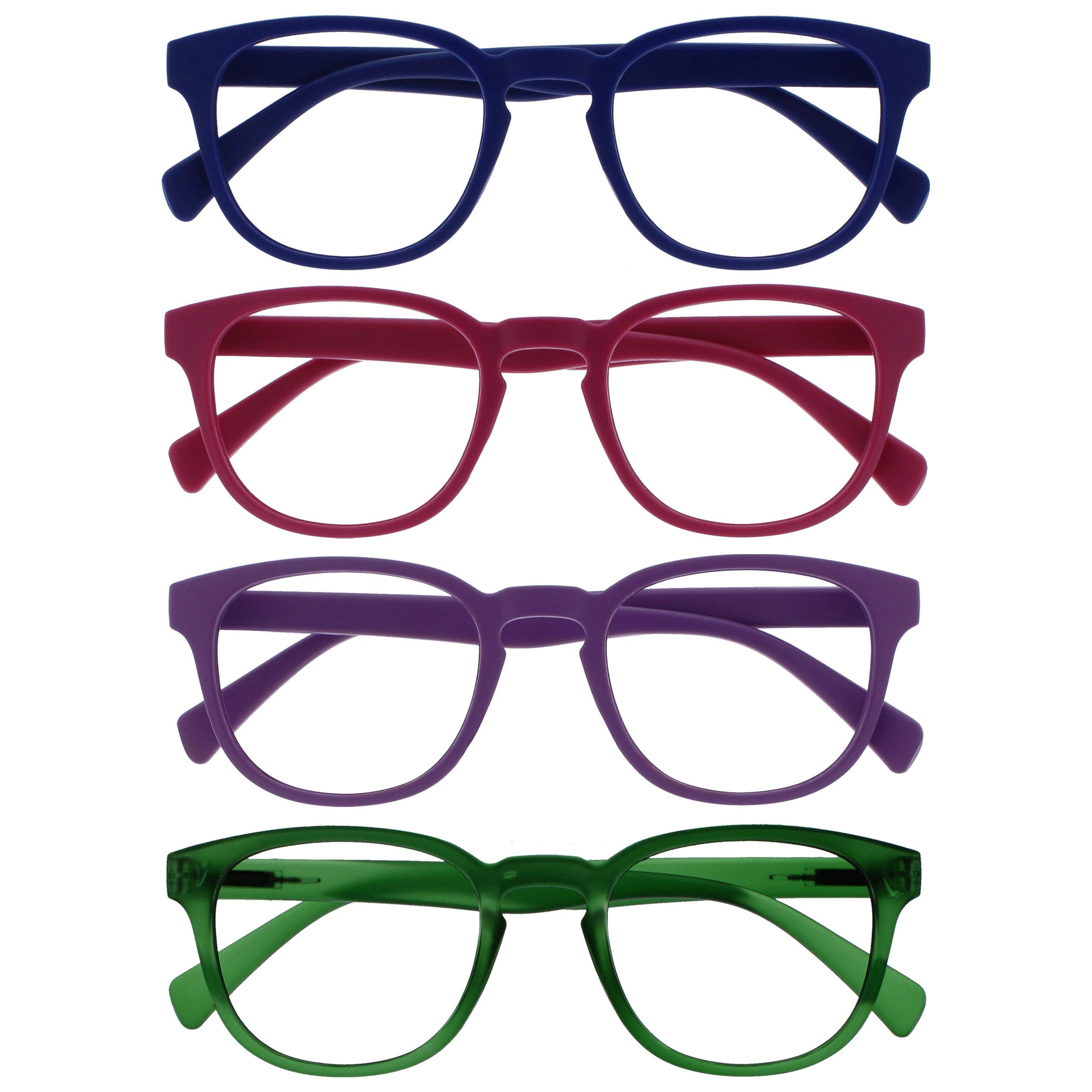 OPULIZE POP Reading Glasses for Women Men,Scratch Resistant Round Matt Frame wit