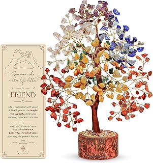 KarmaPledge 7 Chakra Tree of Life Unique Birthday Gifts for Friends, Bestie, Handmade Healing Crystal Tree for Home and Office Decor, Brings Positivity, Money, Good Luck