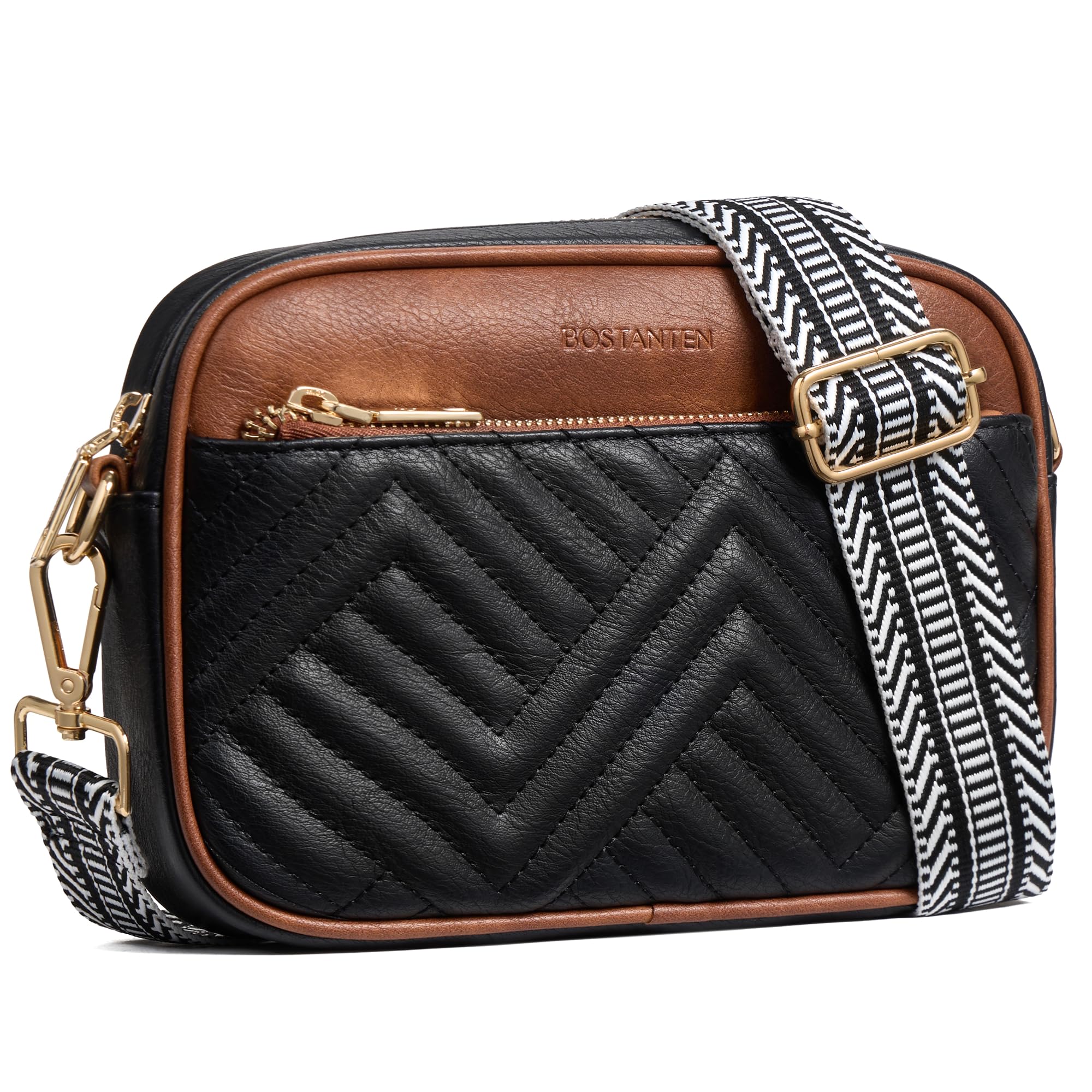 BOSTANTEN Quilted Small Crossbody Bag for Women Vegan Leather Purses
